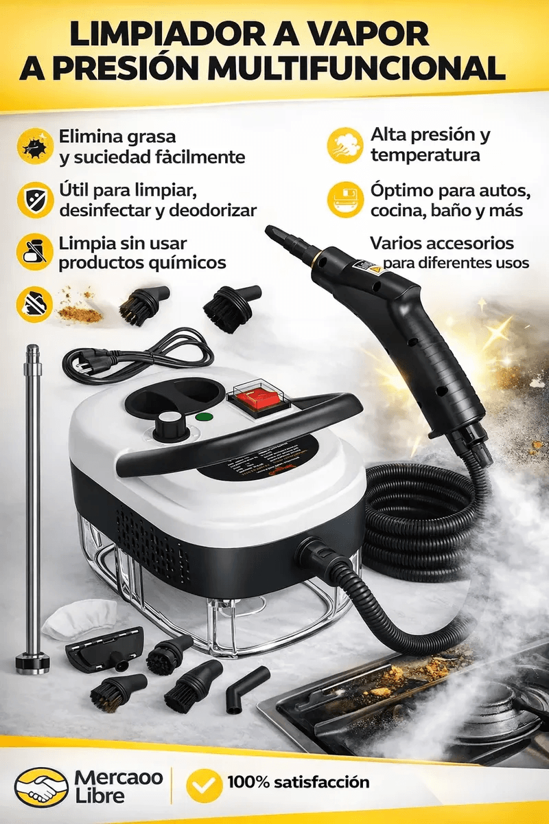 Limpiador Vapor Eléctrico Multiusos Profesional
