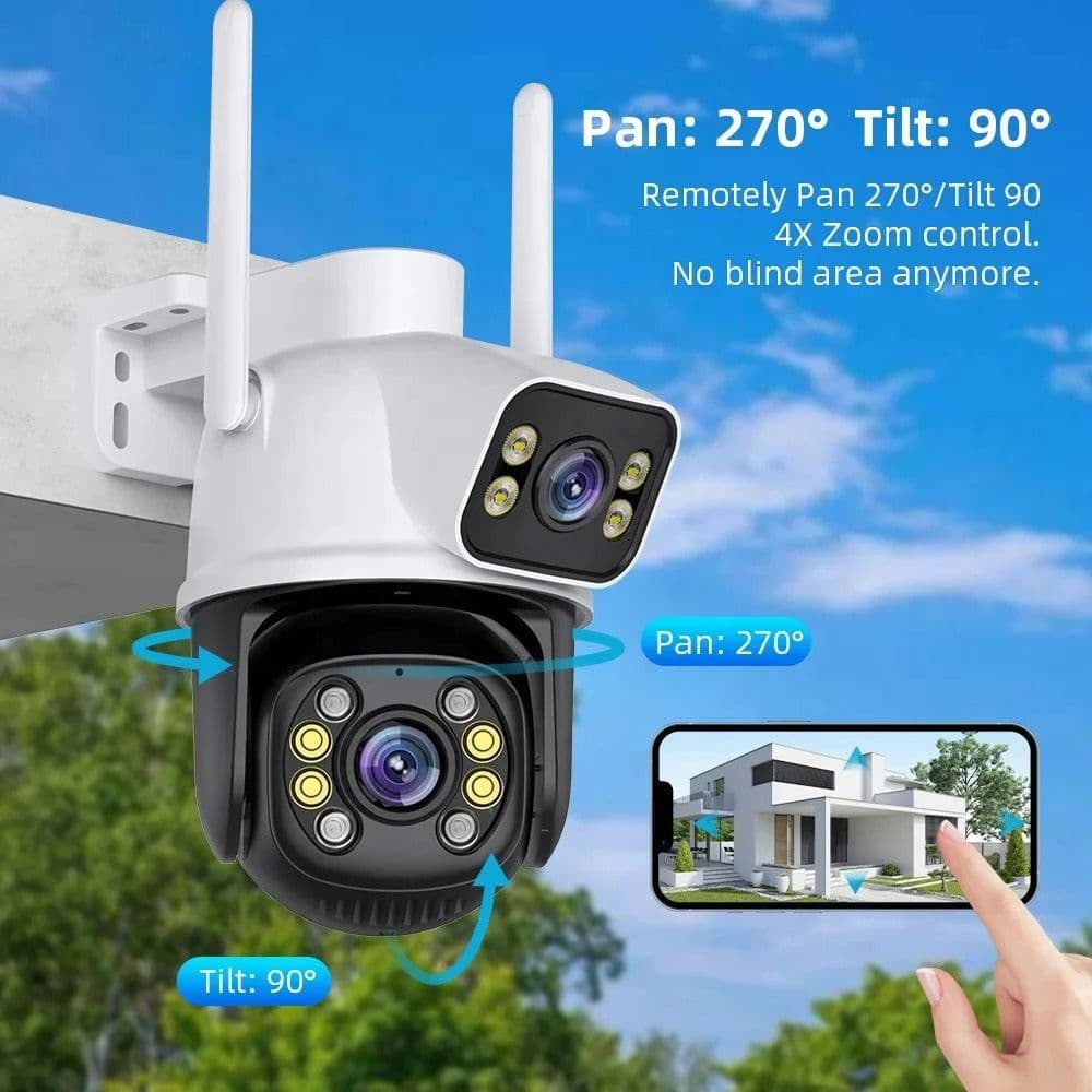 Cámara Vigilancia Doble Lente Protección 24/7