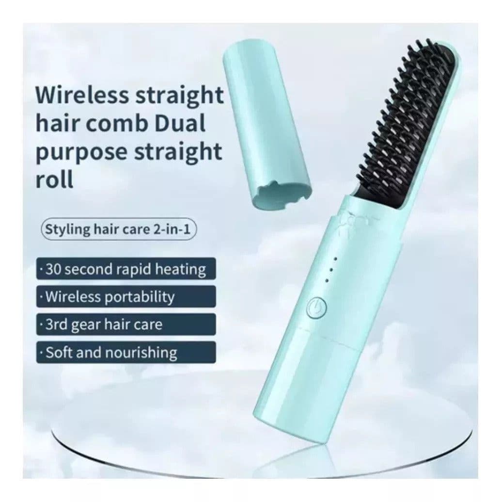 Cepillo Alisador Inalámbrico con Iones Negativos - Retoque Anti-Frizz Portátil