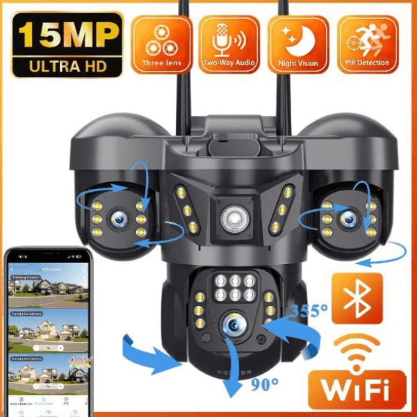 Cámara de Seguridad Triple Lente 15MP V380 Pro