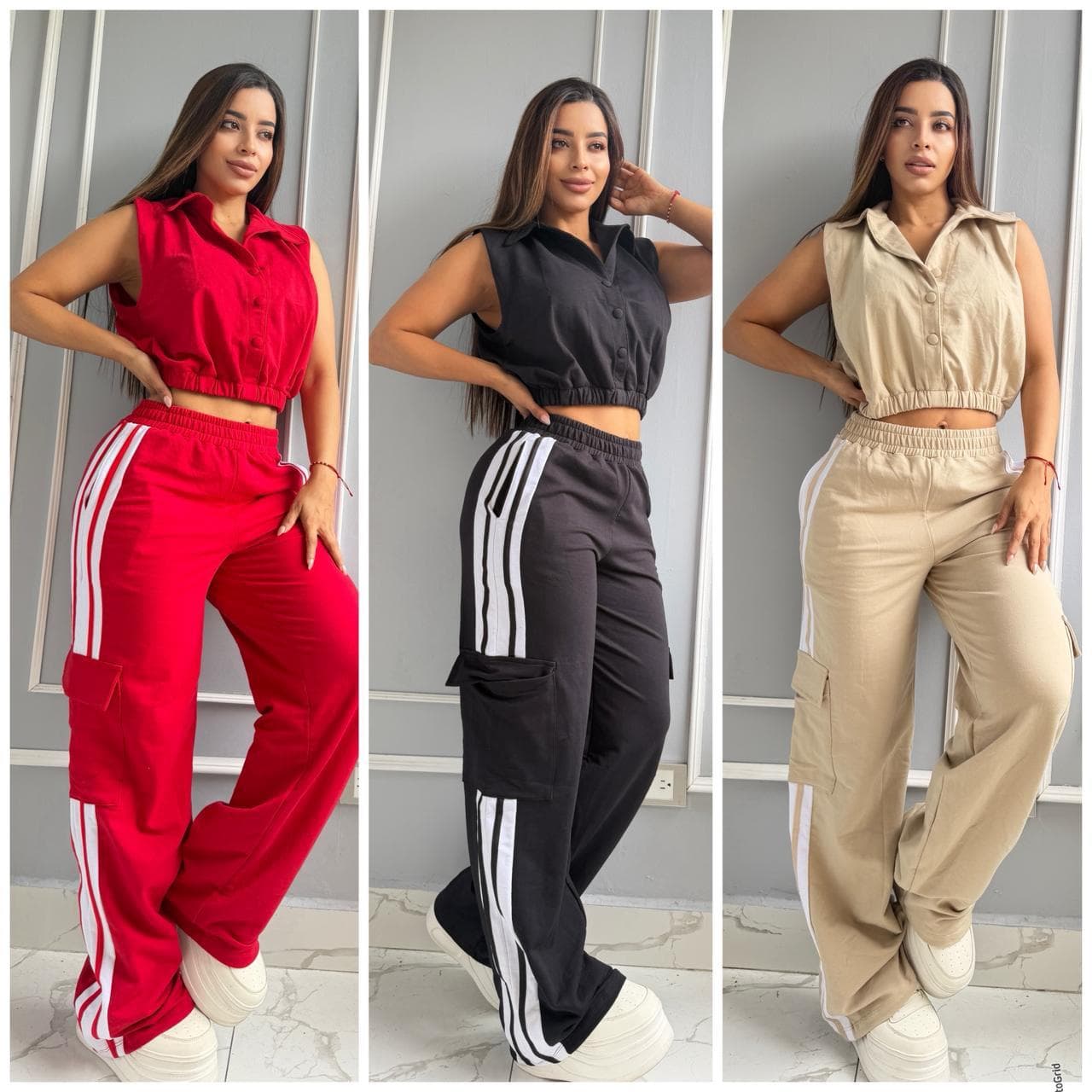 Conjunto Urbano de 2 Piezas: Chaleco Corto y Pantalón Cargo