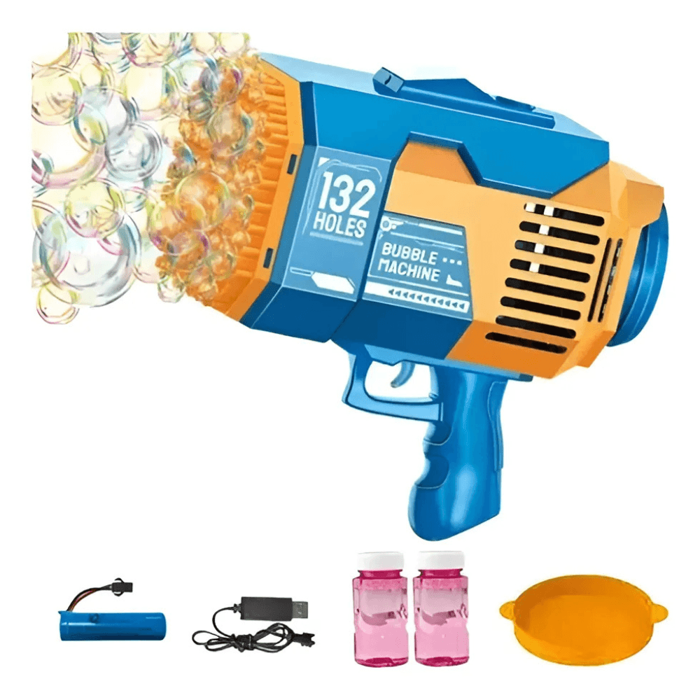Pistola de Burbujas Gigante 132 Agujeros — Diversión Épica para Niños