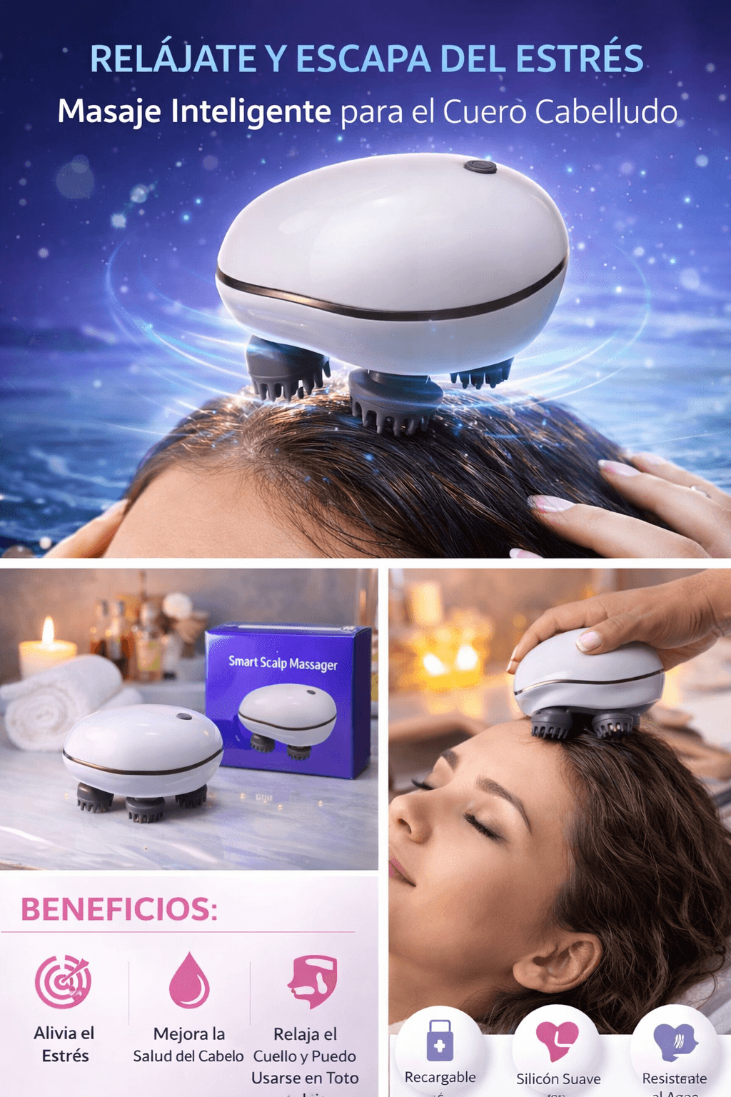 Masajeador Capilar Inteligente Pro — Relajación y Salud para tu Cabello