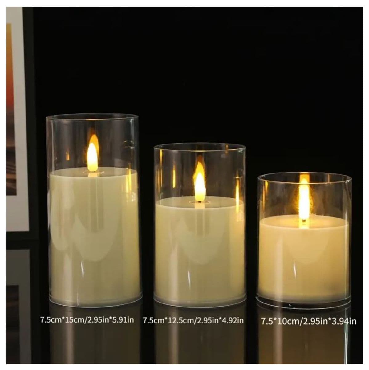 Set de 3 Velas LED Sin Llama Decoración